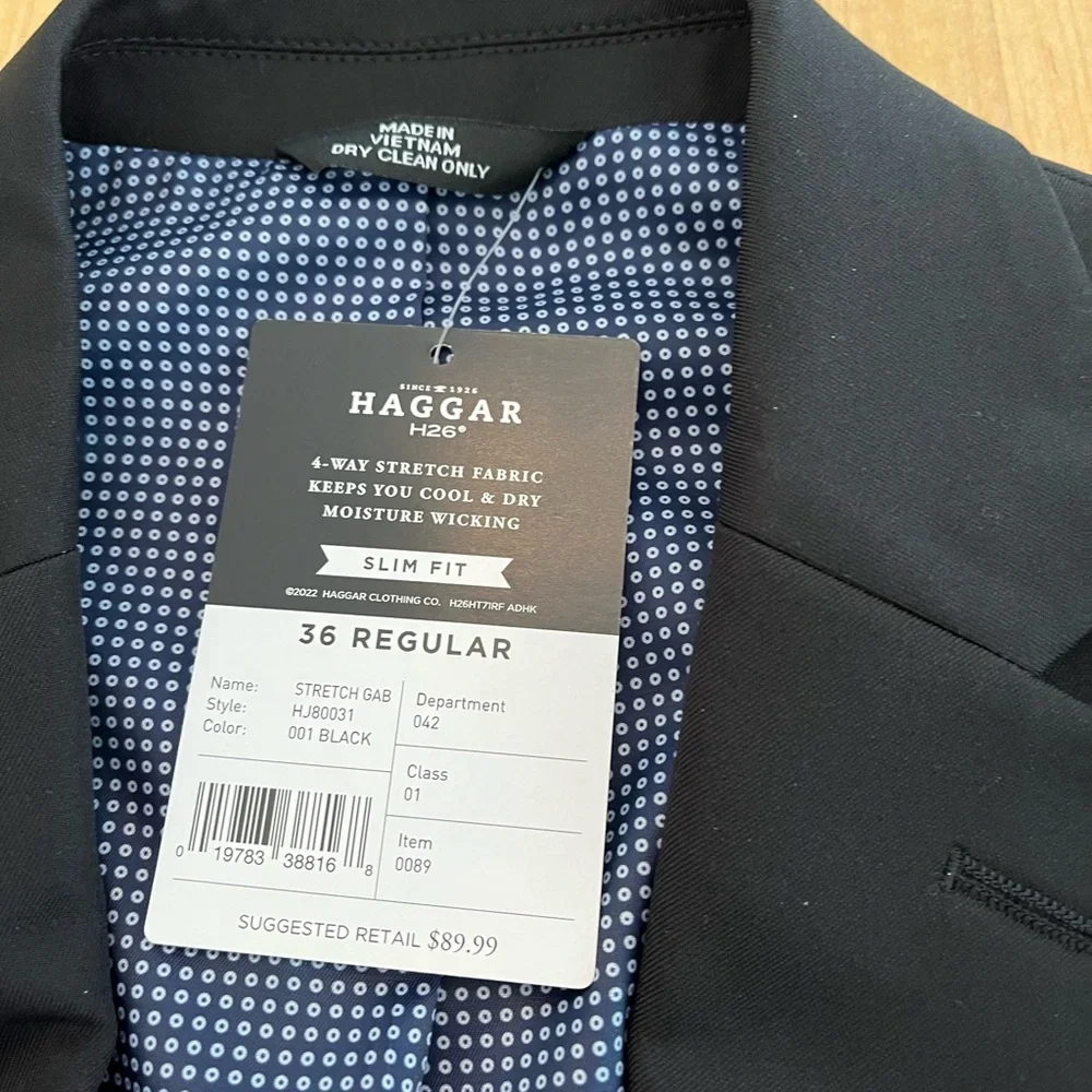 Haggar men's blazer black 36 regular slim fit lined nwt! - Picture 6 of 6